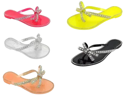 Wholesale Women's Glitter Touch Sandals Flat Jelly Embellished Audrey NGD1