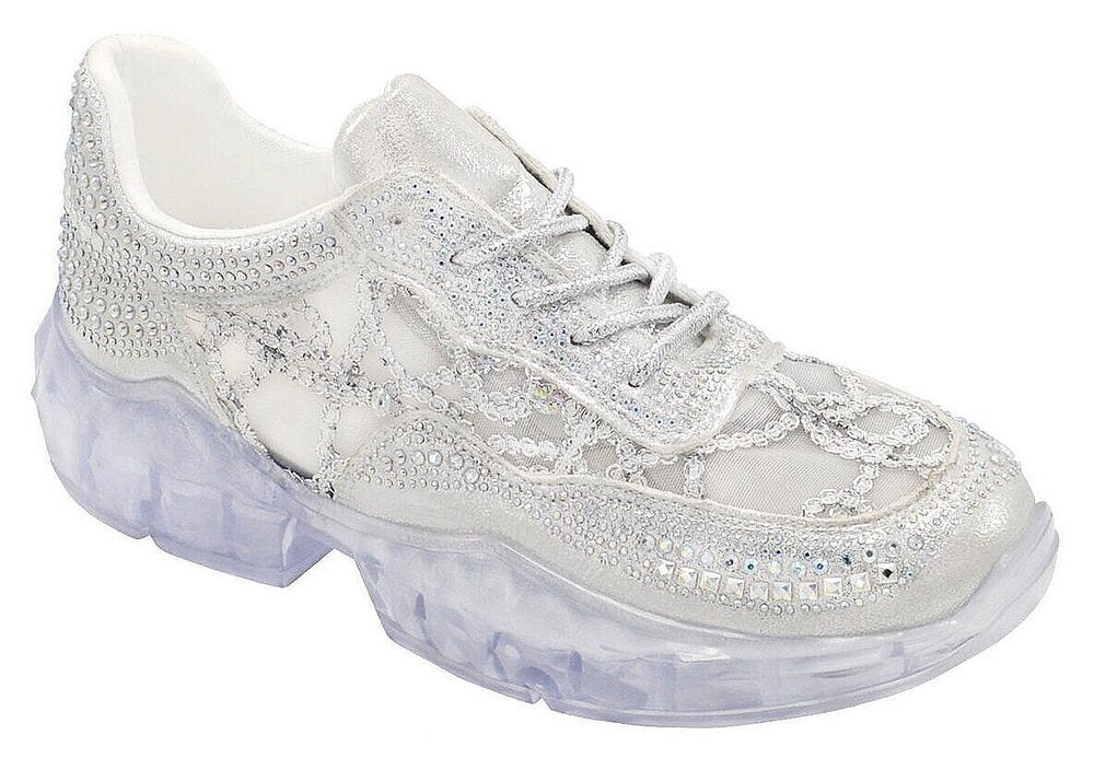 Wholesale Women's Sneakers Lace Up Embellished Trendy Comfortable Women's Shoes Jade NGB2