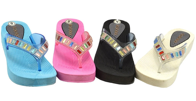 Wholesale Women's Stylish Sandals Wedge Jelly Assorted Embellished Bella NG19