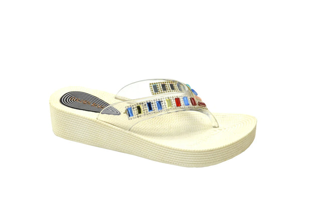 Wholesale Women's Stylish Sandals Wedge Jelly Assorted Embellished Bella NG19