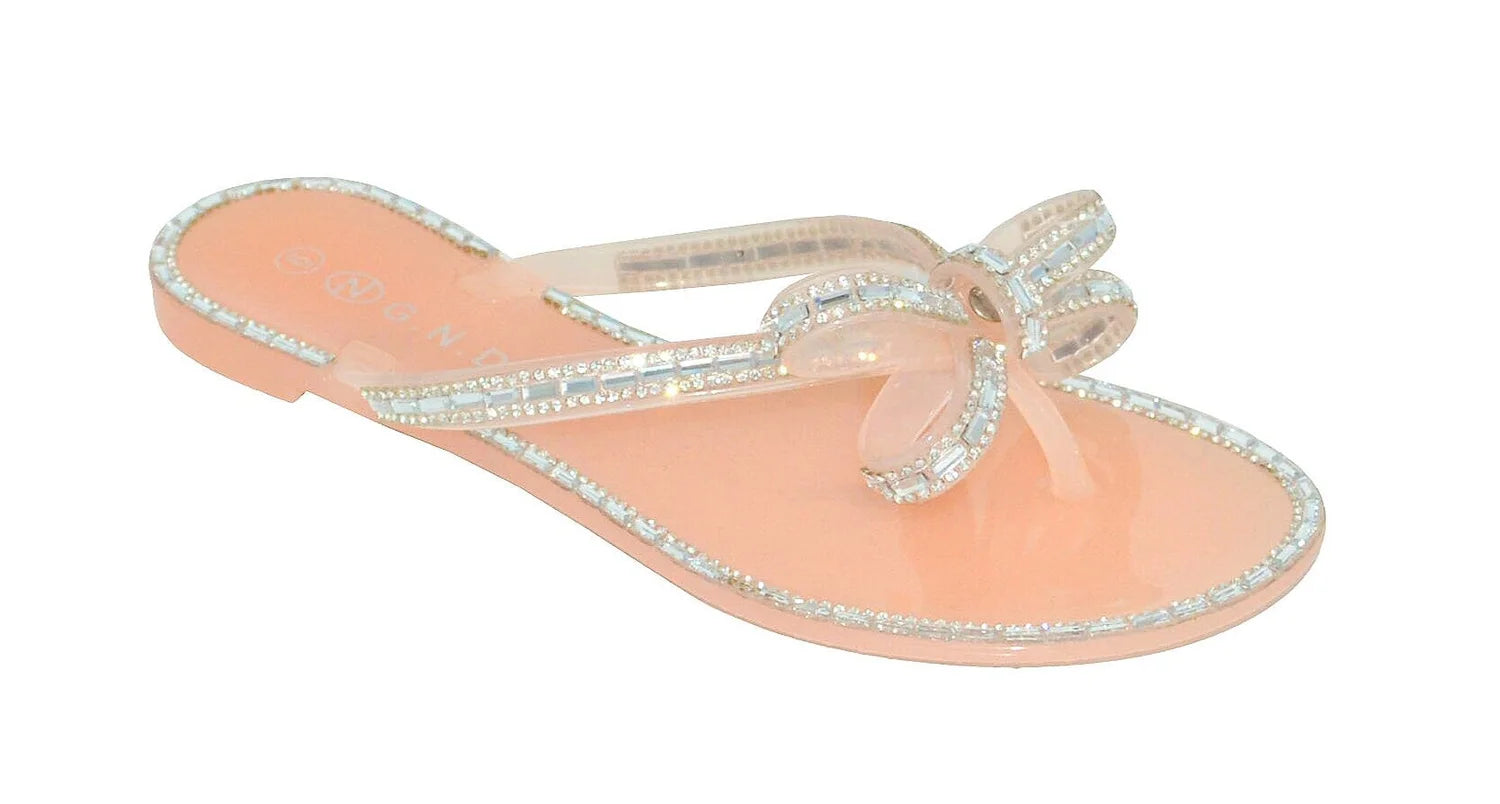 Wholesale Women's Glitter Touch Sandals Flat Jelly Embellished Audrey NGD1