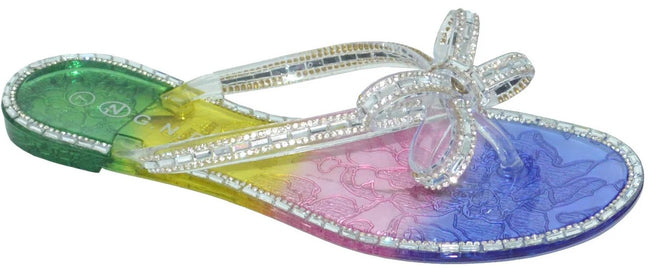 Wholesale Women's Glitter Touch Sandals Flat Jelly Embellished Audrey NGD1