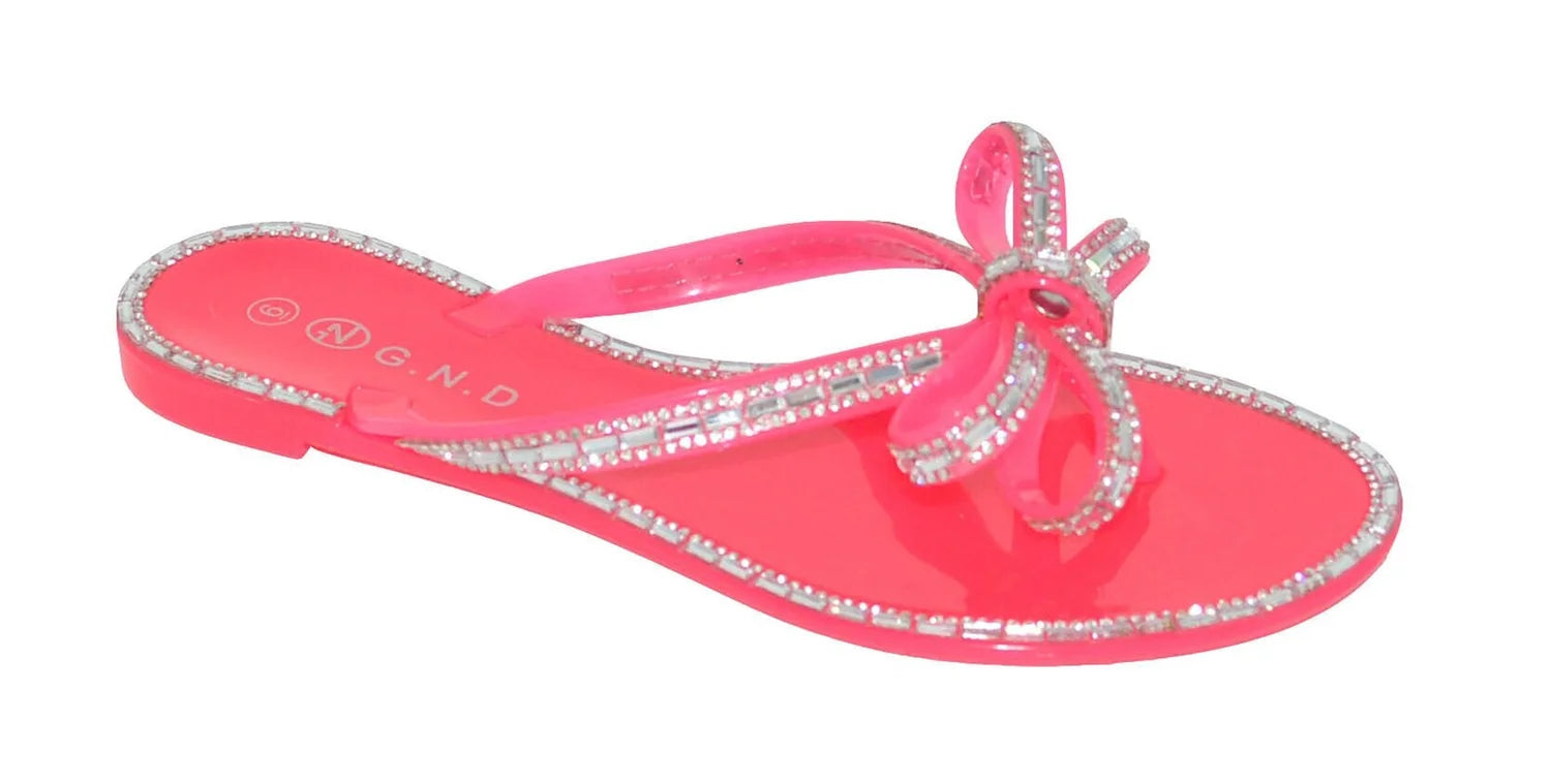 Wholesale Women's Glitter Touch Sandals Flat Jelly Embellished Audrey NGD1