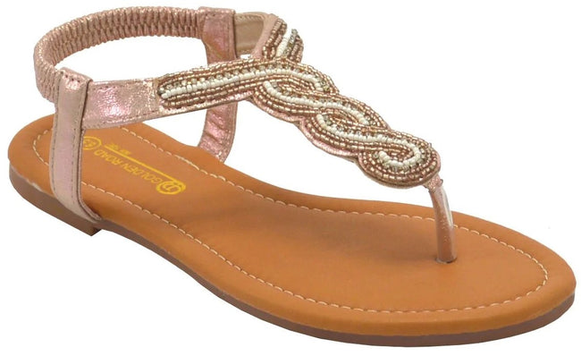 Wholesale Women's Rhinestone Accents Sandals Flat Embellished Sophie NG82