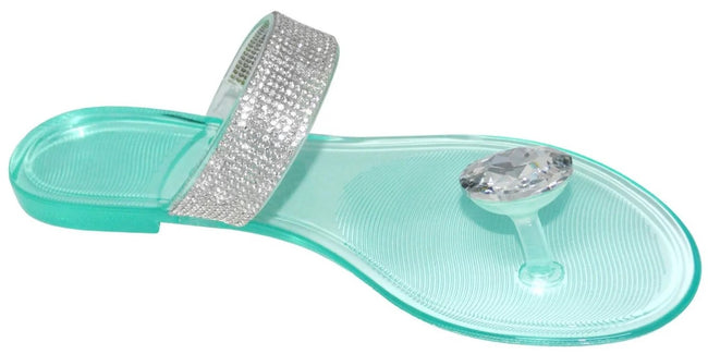 Wholesale Women's Rhinestone Accents Sandals Flat Jelly Embellished Isla NGD5