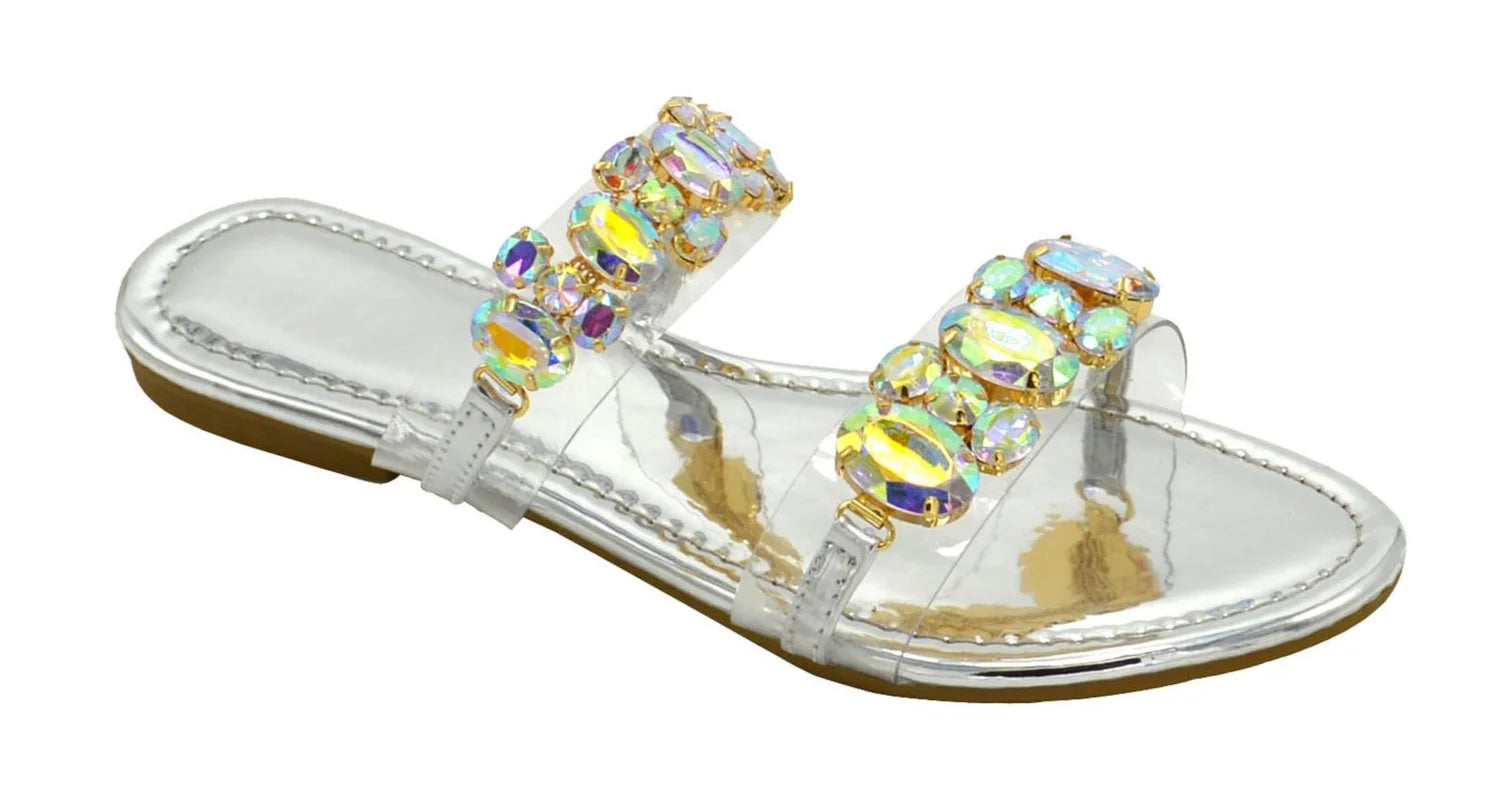 Wholesale Women's Comfort Fit Sandals Flat Jelly Embellished Nora NGG9