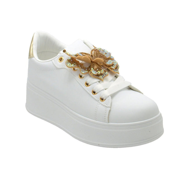Wholesale Women's Sneakers Lace Up Embellished Trendy Comfortable Women's Shoes Angela NGB7