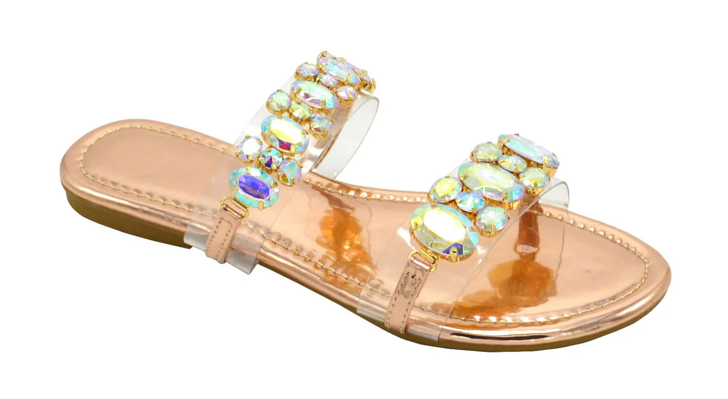 Wholesale Women's Comfort Fit Sandals Flat Jelly Embellished Nora NGG9