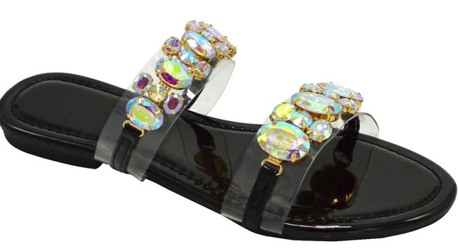 Wholesale Women's Comfort Fit Sandals Flat Jelly Embellished Nora NGG9
