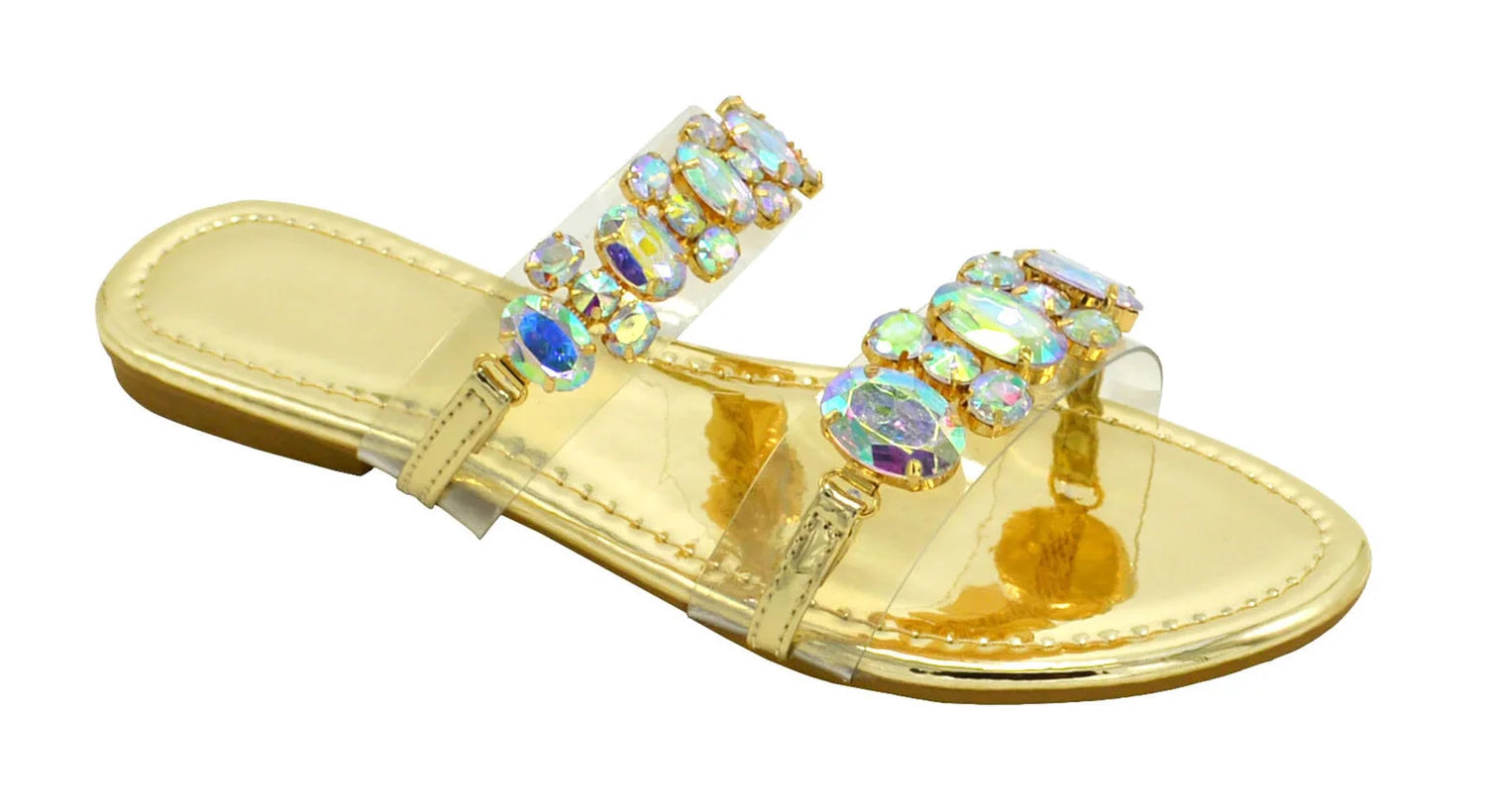 Wholesale Women's Comfort Fit Sandals Flat Jelly Embellished Nora NGG9