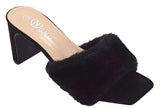Wholesale Women's Fur Accent Heeled Sandals Lily NGJ1