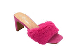 Wholesale Women's Fur Accent Heeled Sandals Lily NGJ1