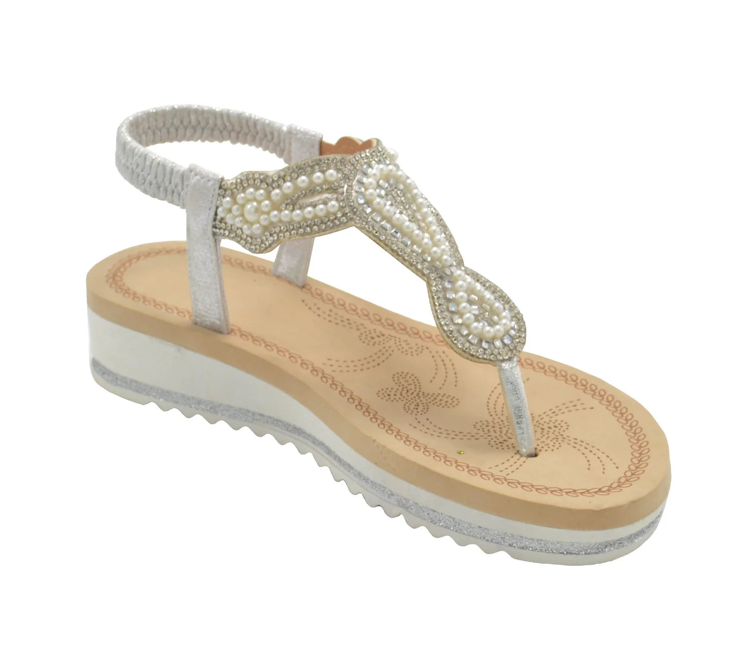 Wholesale Women's Glitter Touch Sandals Wedge Embellished Zoe NG55