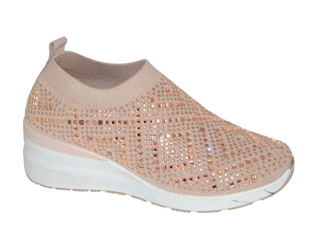 Wholesale Women's Sneakers Embellished Slip On Shoes Stylish Comfortable Footwear Faith NG19