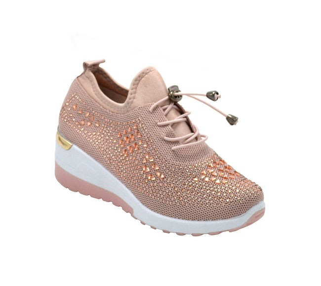 Wholesale Women's Sneakers Lace Up Embellished Trendy Comfortable Women's Shoes Isla NG15