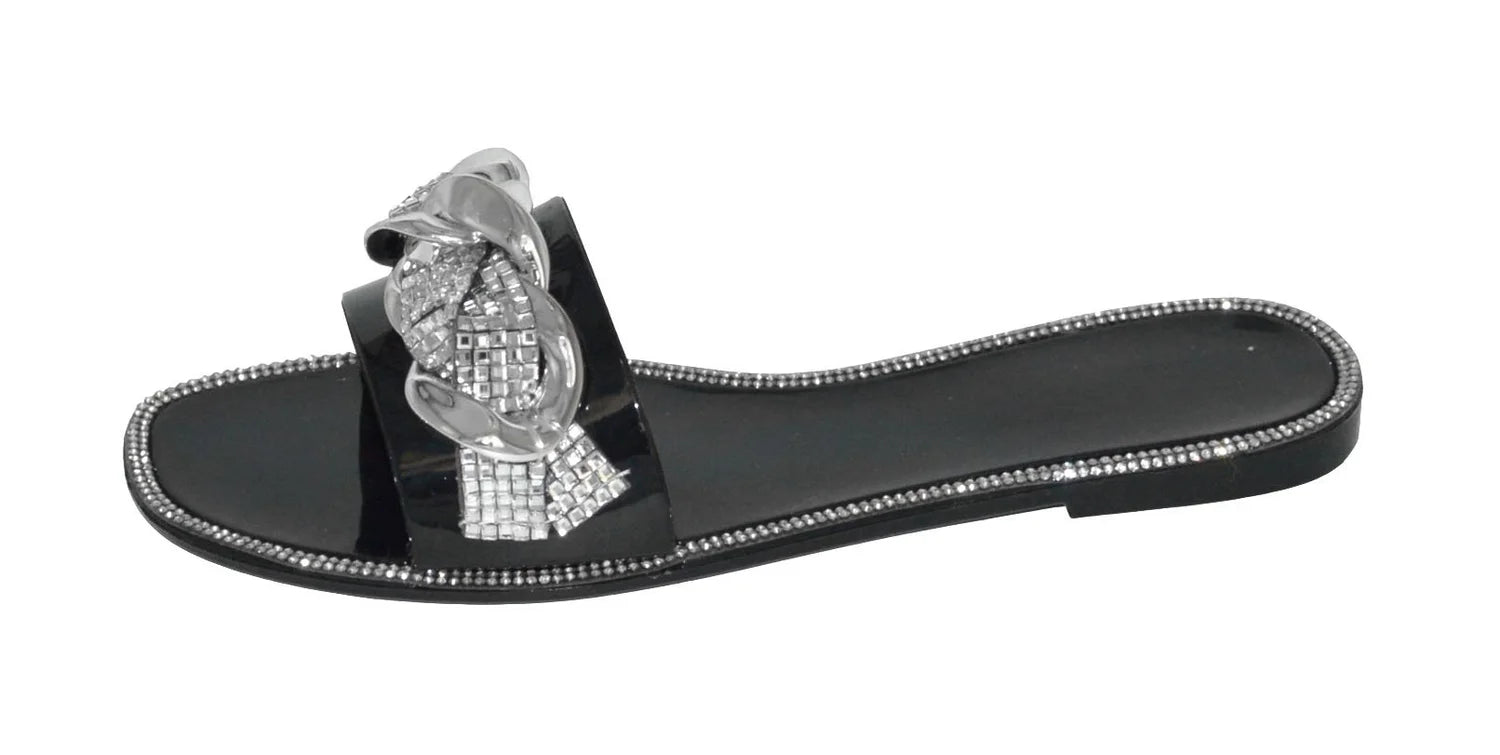 Wholesale Women's Dressy Look Sandals Flat Jelly Embellished Mia NGD2