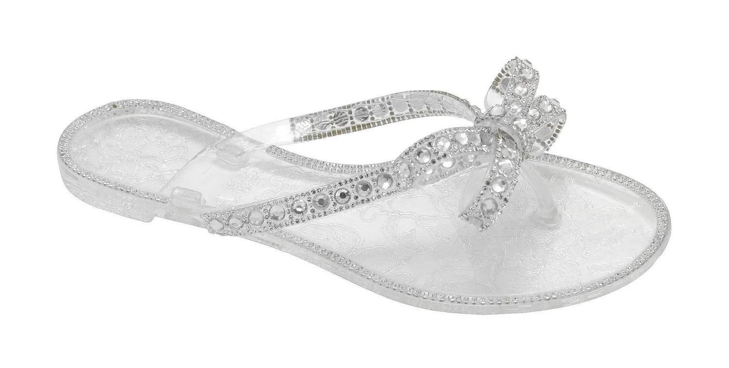 Wholesale Women's Glitter Touch Sandals Flat Jelly Embellished Audrey NGD1