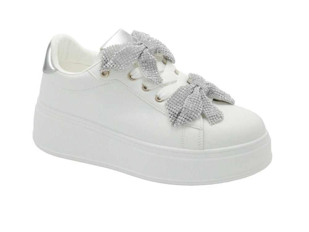 Wholesale Women's Sneakers Lace Up Embellished Trendy Comfortable Women's Shoes Madeline NG38