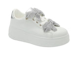 Wholesale Women's Sneakers Lace Up Embellished Trendy Comfortable Women's Shoes Madeline NG38