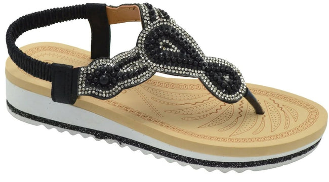 Wholesale Women's Glitter Touch Sandals Wedge Embellished Zoe NG55