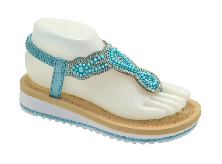Wholesale Women's Glitter Touch Sandals Wedge Embellished Zoe NG55