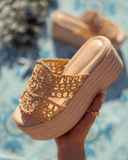 Wholesale Women's Sandals High Heels Espadrilles Platform Strap Shoes NMES