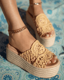 Wholesale Women's Sandals High Heels Espadrilles Platform Strap Shoes NMES