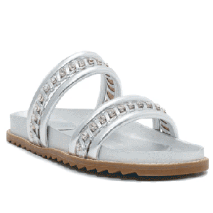 Wholesale Women's Sandals Platform Metallic Diamond Embellished Two Strap Slipper Shoes NMBR