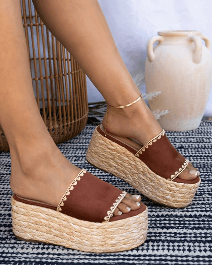 Wholesale Women's Sandals High Heels Espadrilles Platform Strap Shoes NMGI