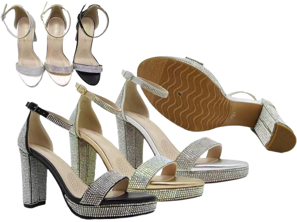 Wholesale Women's Platm Heels Rhinestones Trendy Glam Shoes Serena NFG3