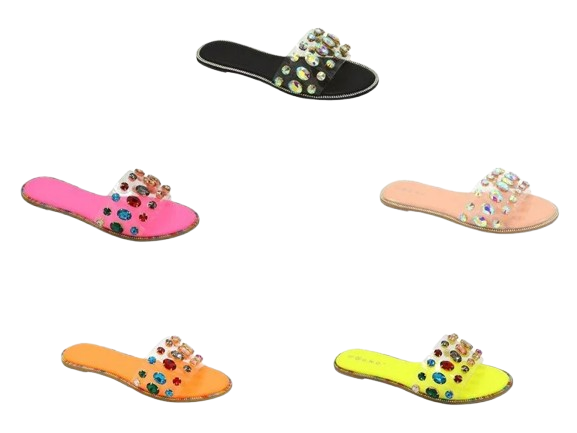 Wholesale Women's Embellished Design Sandals Flat Embellished Stella NGG8