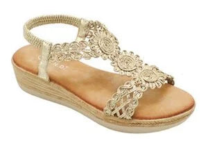 Wholesale Women's Sparkle Strap Sandals Wedge Embellished Daisy NGJ5