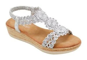 Wholesale Women's Sparkle Strap Sandals Wedge Embellished Daisy NGJ5