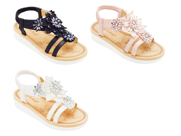 Wholesale Kids Embellished Flat Sandals Assorted Colors Ella NGJK