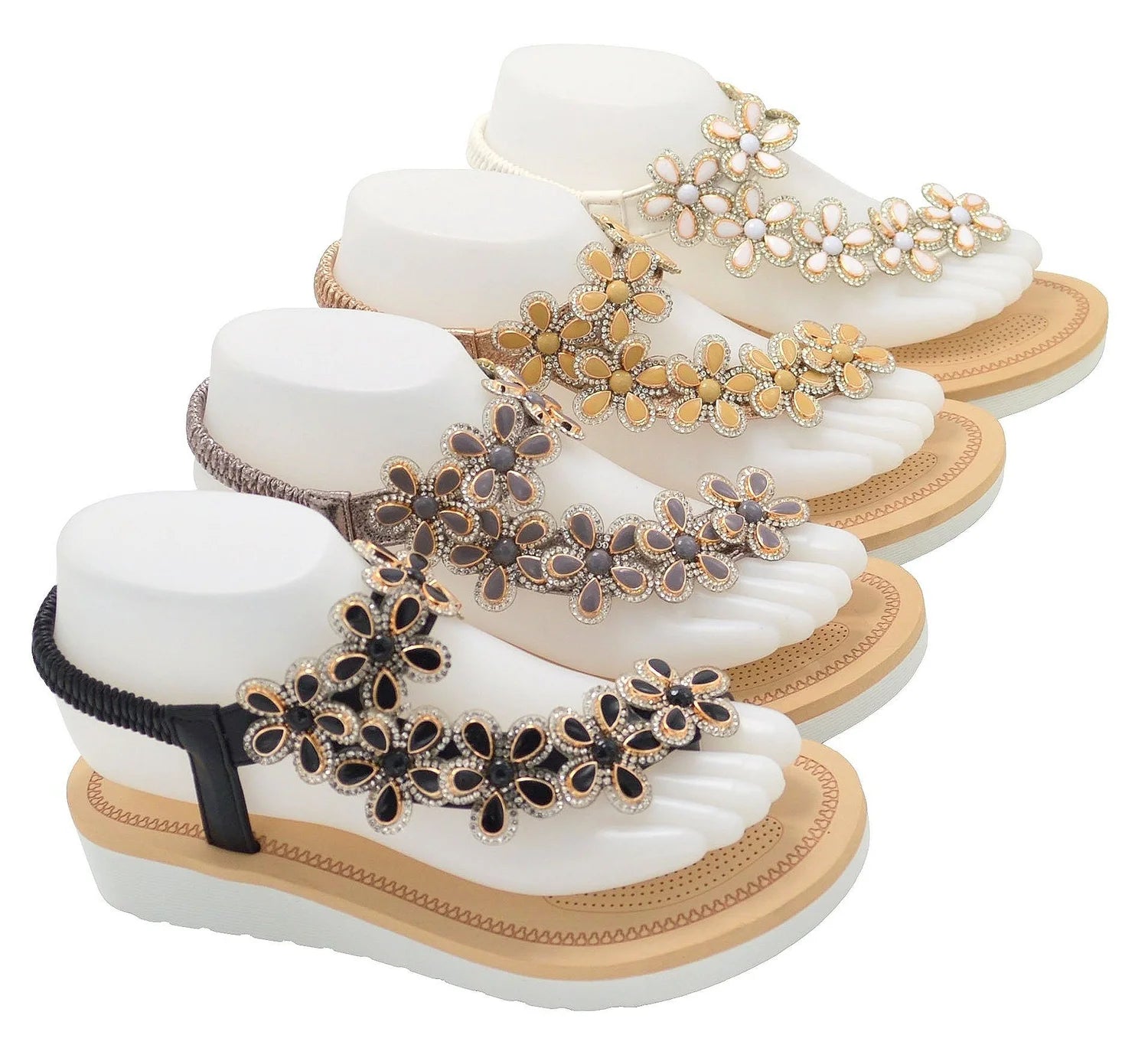 Wholesale Women's Classic Style Sandals Wedge Embellished Hannah NGJ8