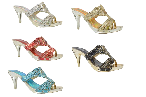 Wholesale Women's Glitter Embellished High Heel Sandals Charlotte NGJ6