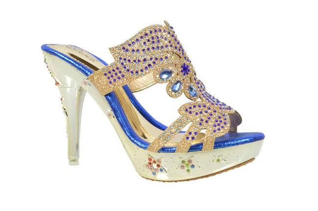 Wholesale Women's Sparkly High Heeled Embellished Sandals Ella NGJ9
