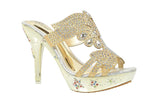 Wholesale Women's Sparkly High Heeled Embellished Sandals Ella NGJ9