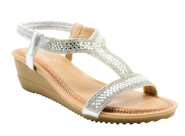 Wholesale Women's Rhinestone Accents Sandals Wedge Embellished Lily NGJ0