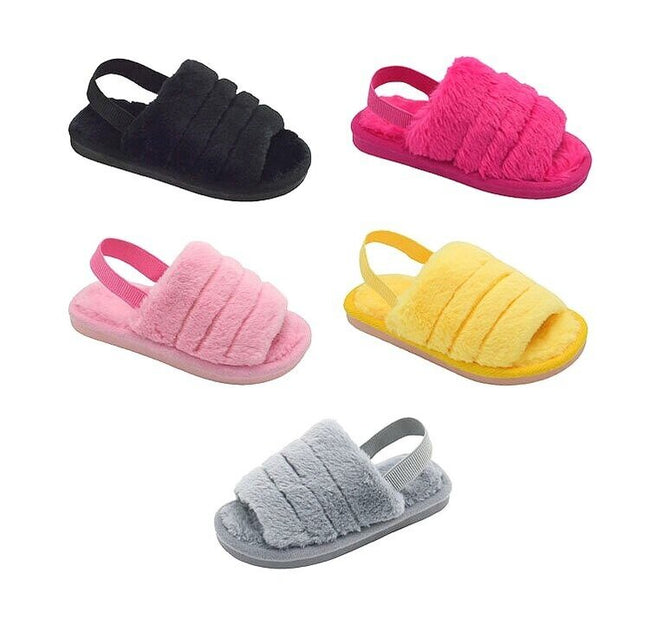 Wholesale Kids Indoor Soft Embellished Slippers Assorted Colors Zoey NGKK