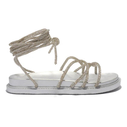 Wholesale Women's Sandals Flat Gladiator Embellished Straps Shoes NMLE