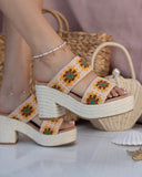 Wholesale Women's Sandals High Heel Espadrilles Pattern Strap Shoes NMSN