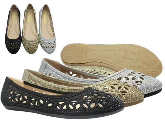 Wholesale Women's Sequin Flat Glamour Meets Comfort Shoes Skye NFV2
