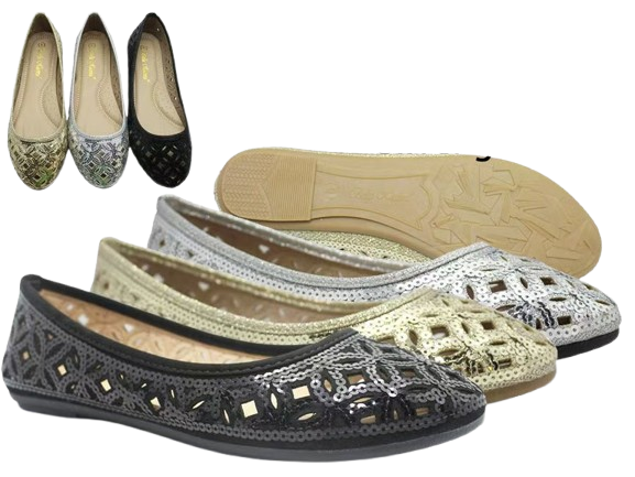 Wholesale Women's Sequin Flats Sparkly Fashion Shoes Wren NFV1