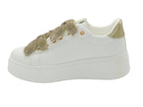 Wholesale Women's Sneakers Lace Up Embellished Trendy Comfortable Women's Shoes Madeline NG38