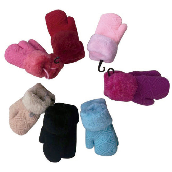 Wholesale Clothing Accessories Kids Glove Small Fur Cuff Toddler Gloves Nh248