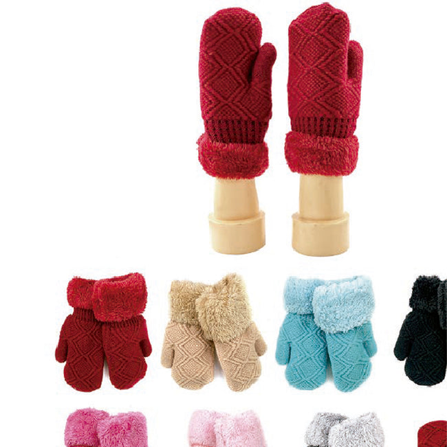 Wholesale Clothing Accessories Kids Glove Large Fur Cuff Toddler Gloves Nh249