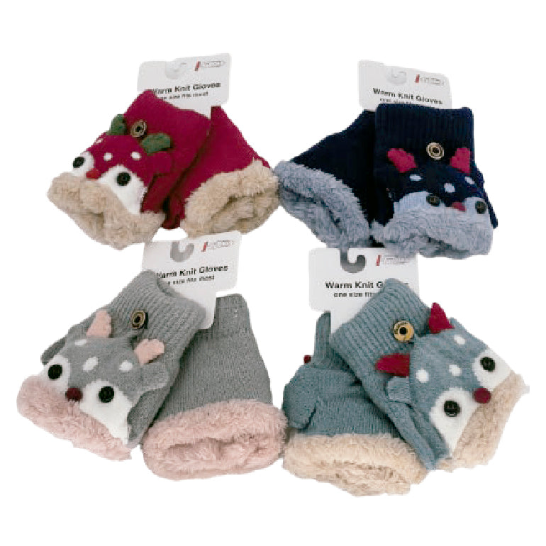 Wholesale Clothing Accessories Kids Glove Christmas Reindeer Flip Top Gloves Nh224