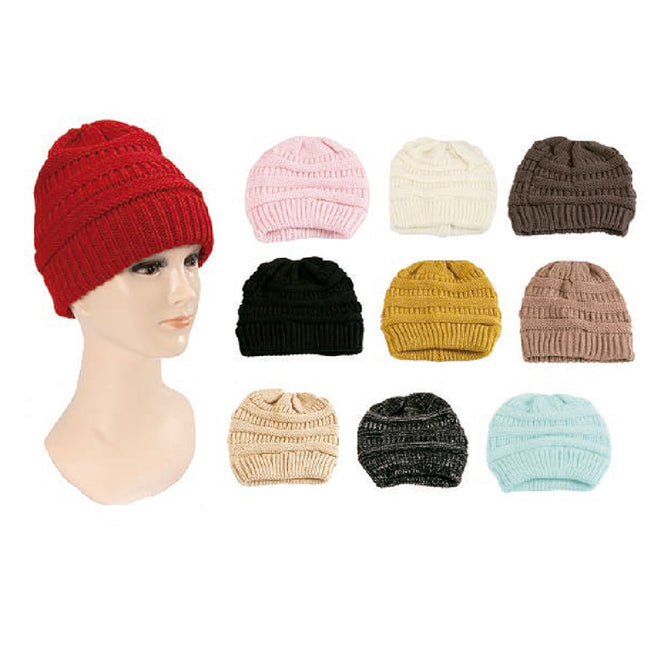 Wholesale Clothing Accessories Hat Solid Color Fleece Ponytail Nh270