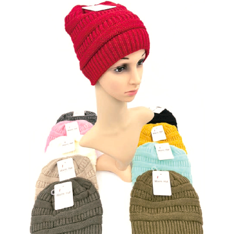 Wholesale Clothing Accessories Fleece Single Color Ponytail Hat Nh20b